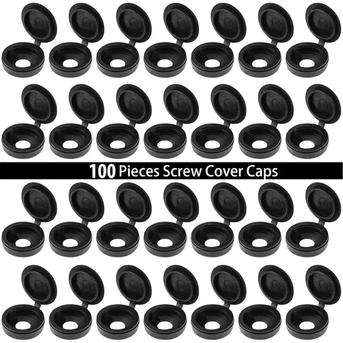 Miniatura 5 de Hotop 100 Piezas de Tapas de Tornillo con Bisagras de Plástico, Tapas de Rosca Plegables, Tapas de Arandela Abatibles (Pequeño, Negro)