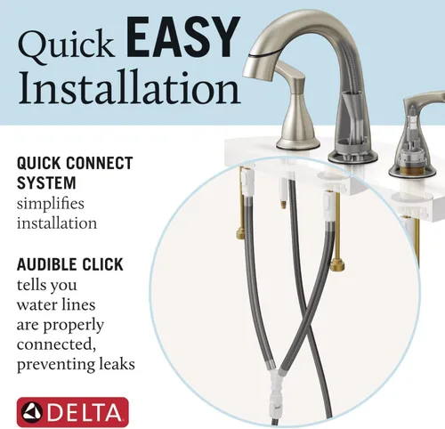 Miniatura 5 de Delta Broadmoor - Grifo de baño cromado con rociador, 8 pulgadas, 3 agujeros, grifo de lavabo de baño extendido con rociador extraíble, drenaje