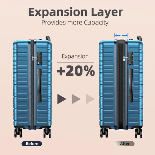 Miniatura 6 de BEOW Luggage Sets Expandable Lightweight Suitcases with Wheels PC+ABS Durable Travel Luggage TSA Lock Navy Blue 4pcs