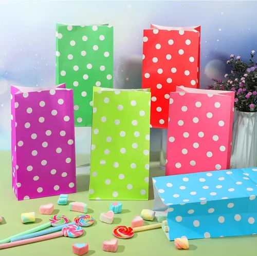 Miniatura 3 de Zhehao 120 bolsas de regalo de fiesta, bolsas de regalo, bolsas de fiesta de lunares, bolsas de papel de 12 colores, bolsas de regalo pequeñas