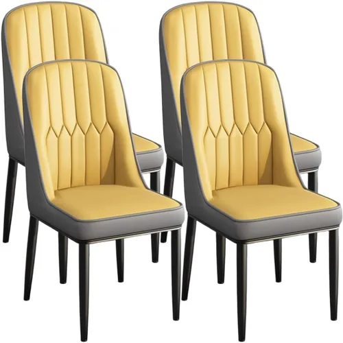 Miniatura 36 de YVYKFZD Juego de 2/4 sillas de comedor, sillas de cocina con respaldo y patas de metal, silla de comedor de piel sintética, silla auxiliar cómoda