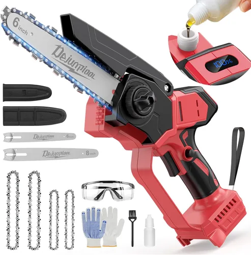Miniatura 10 de Mini motosierra inalámbrica compatible con batería Dewalt de 20 V máximo, motosierra eléctrica pequeña de 6 y 8 pulgadas, sin escobillas, engrasador