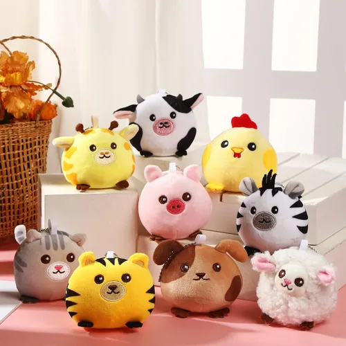 Miniatura 6 de Skylety 9 piezas de mini juguetes de animales de peluche a granel de 3.15 pulgadas, lindo llavero de peluche pequeño para niños, rellenos de bolsas