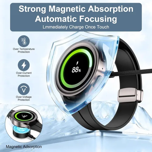 Miniatura 3 de Cable magnético de carga rápida para Samsung Watch 8/8 Classic/7/Ultra/6/6/5 Pro/5/4/4 Classic/3/Active 2/1, cargador de reloj inteligente de 3.5 W