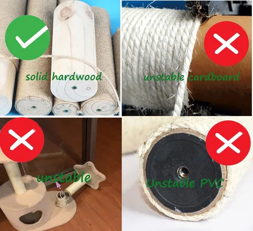 Miniatura 5 de Poste rascador de madera natural de 24 pulgadas para rascador de gato, pieza de repuesto para rascador de escalada en torre, grande, 3.54 pulgadas