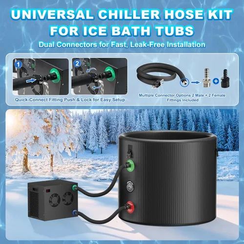 Miniatura 5 de Enfriador de baño de hielo para inmersión en frío, enfriador de inmersión en frío de 1/3 HP con bomba y filtro incorporados, mangueras aisladas