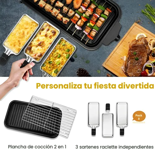 Miniatura 5 de YOHAWJAN - Parrilla eléctrica para interiores de 1500 W, 2 en 1, sin humo, con parrilla extraíble antiadherente y placa de plancha, control