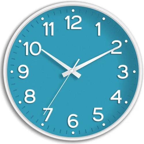 Miniatura 24 de Roymnie Reloj de pared verde, 10 pulgadas, silencioso, funciona con pilas, moderno reloj analógico sin tictac, decorativo para cocina, dormitorio