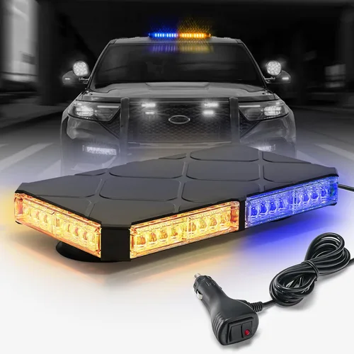 Miniatura 12 de Luces Estroboscópicas Magnéticas Ámbar de Techo para Camiones, Luz de Advertencia de Emergencia y Precaución para Vehículos y Automóviles