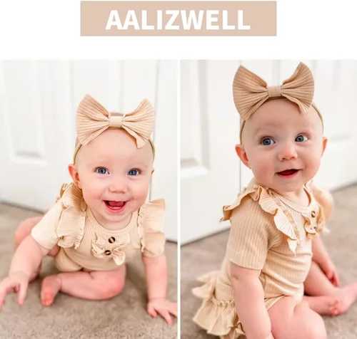 Miniatura 9 de Aalizzwell Body de manga corta para bebé niña con pantalones cortos acanalados