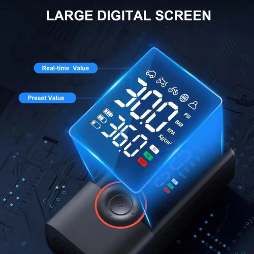 Miniatura 5 de COOLMAN Inflador de neumáticos, compresor de aire portátil, bomba eléctrica inalámbrica de 150 PSI, inflador de neumáticos portátil con medidor