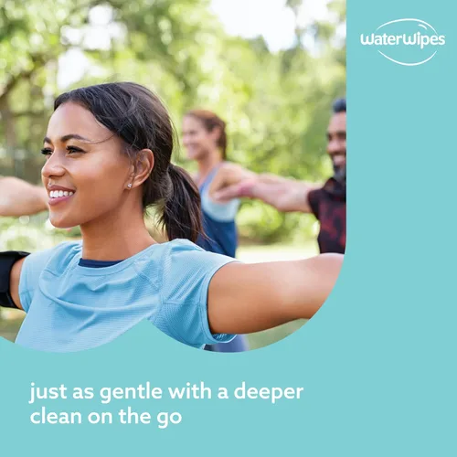 Miniatura 4 de WaterWipes Sensitive+ On The Go Wipes, 3 en 1 limpia, cuida, protege, 99.9% de agua, toallitas húmedas hipoalergénicas y sin perfume, 28