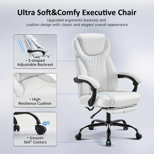 Miniatura 8 de amseatec Silla de oficina, silla de oficina grande y alta con reposapiés, silla ergonómica, sillas de escritorio de oficina en casa, silla