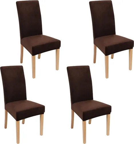 Miniatura 12 de smiry - Fundas para sillas de comedor de terciopelo elástico y suave, extraíbles, Terciopelo, Beige