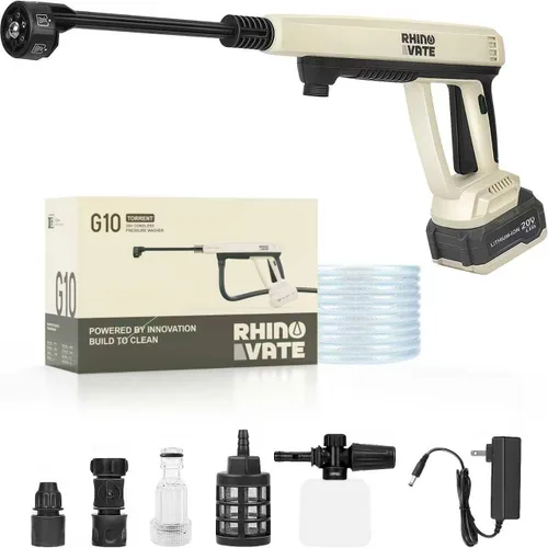 Lavadora a Presión Inalámbrica, 1280 PSI Lavadora de Potencia Portátil, Alimentada por Batería de 4.0Ah con Fuente de Agua Dual, Boquilla 6-en-1,