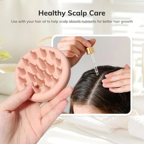 Miniatura 4 de Sndyi Cepillo de champú y masajeador de cuero cabelludo de silicona, limpiador de cabello con cerdas de silicona suave, limpiador/exfoliador de Rosa