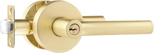 Miniatura 19 de Leydebong Paquete de 1 manija de puerta de entrada resistente dorada (para oficina y puerta delantera) reversible para lado derecho e izquierdo