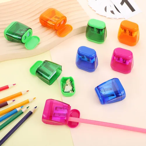 Miniatura 4 de Aodaer 48 sacapuntas manuales de doble agujero compacto con tapa para sacapuntas en oficina, hogar mezclado 4