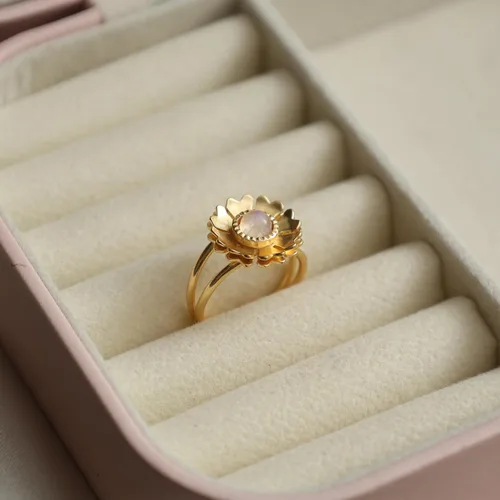 Miniatura 30 de Gempires - Anillos de piedra natural para mujer, ligeros, de cristal, hechos a mano, hipoalergénicos, chapados en oro, para uso diario, regalos