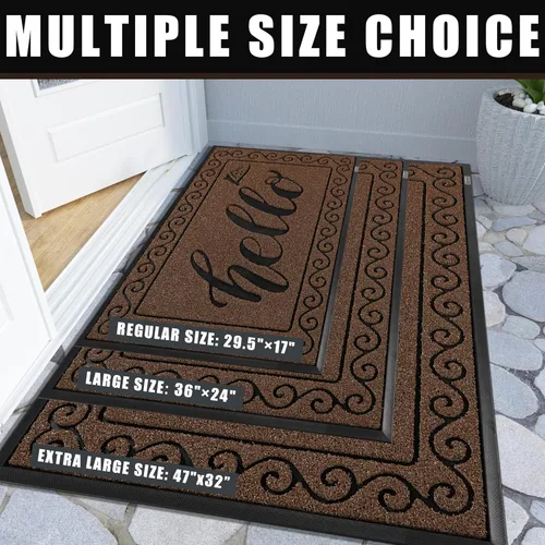 Miniatura 5 de Yimobra Alfombrillas de Bienvenida para Puerta Delantera 29.5x17, Alfombrilla de Puerta Resistente Impermeable para Exterior, Alfombrilla Café