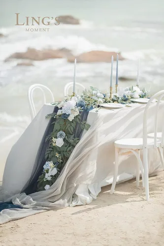 Miniatura 4 de Ling's moment Guirnalda de flores, eucalipto y rosa de 6 pies, decoración de mesa de novios para recepción de boda, guirnalda floral de arco