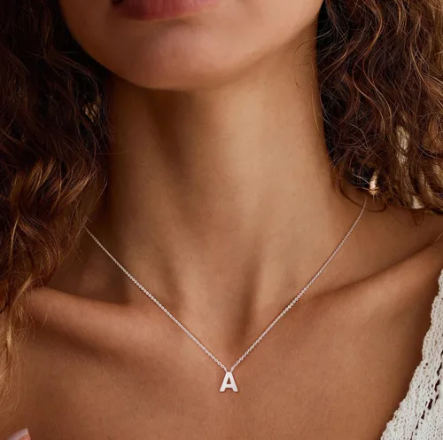Miniatura 6 de Collares con iniciales para mujer, delicado collar de letra plateada con nombre personalizado con monograma, collar simple y lindo con inicial