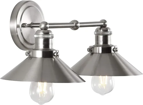 JONATHAN Y JYL7427B JYL7427B del 17 de julio, lámpara de pared de sombra metálica de 44.5 cm con 2 luces, estilo granja contemporáneo transicional,