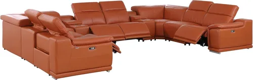 Miniatura 18 de BlackJack Furniture Venice - Juego de sofá reclinable seccional de cuero italiano de grano superior de 12 piezas con 4 reclinables eléctricos