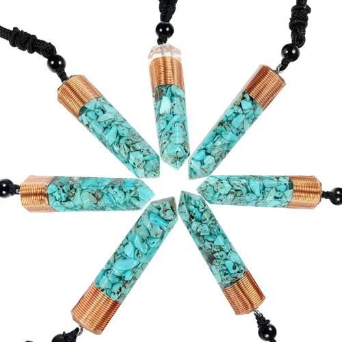 Miniatura 3 de Nupuyai Collar con colgante de cristal curativo de orgón para mujeres y hombres, colgante de piedra facetada hexagonal en espiral con cordón