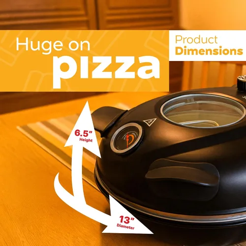 Miniatura 7 de MisterChef Horno eléctrico de pizza para interiores, horno de pizza de encimera de 12 pulgadas, calentamiento rápido de hasta 800 °F, máquina