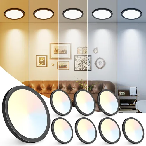 Miniatura 15 de Peasur - Lámpara de techo led de 18 cm, montaje empotrado ajustable, 3000 K/3500 K/4000 K/5000 K/6500 K, 1500 LM, 15 W, lámpara redonda blanca Blanco