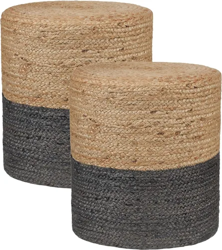 Miniatura 10 de REDEARTH Puf circular de yute, puf otomano – Puf trenzado con acento para sentarse redondo reposapiés para sala de estar, dormitorio, guardería