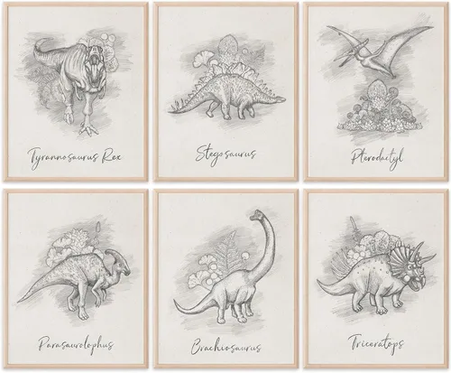 Miniatura 11 de DREAM BIG PRINTABLES Impresiones artísticas de acuarela de dinosaurios (juego de 4) – sin marco – 8 x 10 s El juego incluye tiranosaurio Rex