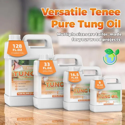 Miniatura 7 de Aceite Tung puro de 33 onzas líquidas, resistente al agua, fortalece y protege la madera, da a tus proyectos de madera un acabado de aceite Tung