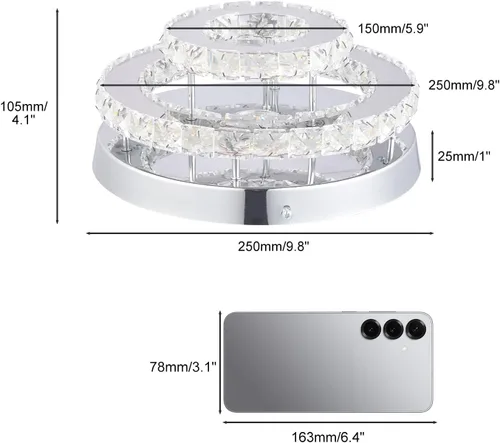 Miniatura 8 de Candelabro Moderno de Cristal de Montaje Empotrado de Dos Capas Candelabros de Cristal Accesorio de Lámpara de Techo LED Mini Candelabros
