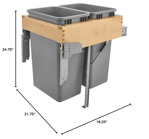 Miniatura 3 de REV-A-Shelf Contenedor de basura extraíble de montaje superior de madera con cierre suave/abierto