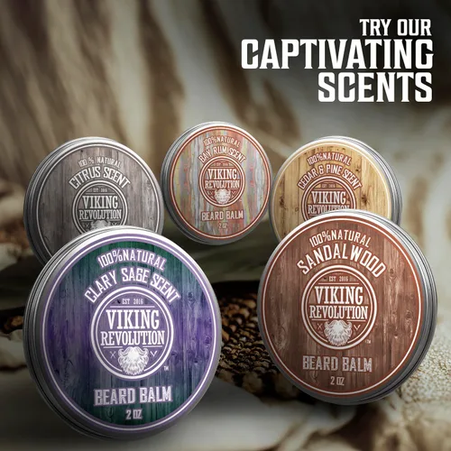 Miniatura 6 de Viking Revolution Bálsamo para barba de cedro y pino, mantequilla con aceite de argán, suavizante e hidratante para hombres, cera para barbas