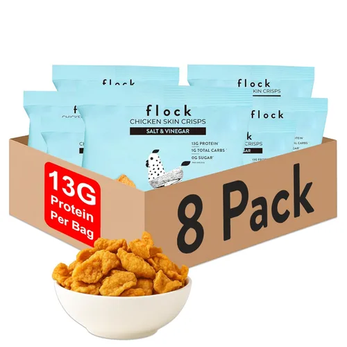 Miniatura 9 de Flock Chips de piel de pollo Keto – Sabor original, bajo en carbohidratos, alto en proteínas, chips crujientes de pollo sin gluten, aperitivo Keto