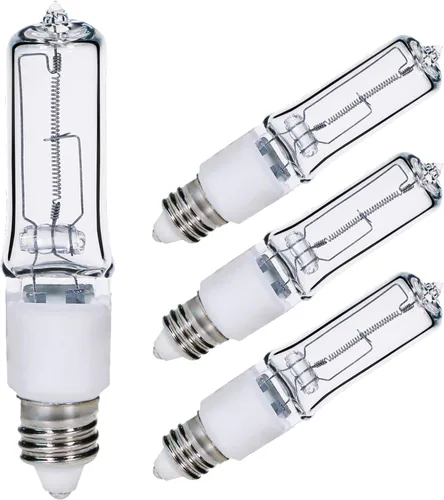 Miniatura 7 de Paquete de 4 bombillas halógenas JDE11 100W, base E11 mini candelabro, regulable, 2800K blanco cálido, para ventiladores de techo, lámparas