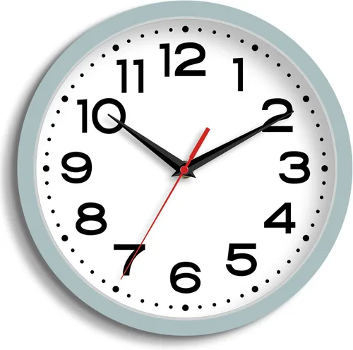 Miniatura 10 de Roymnie Atomic - Reloj de pared de 10 pulgadas, moderno, funciona con pilas, clásico, analógico, decorativo, para cocina, sala de estar, oficina