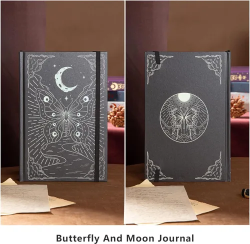 Miniatura 3 de TIEFOSSI Cuaderno de puntos, diario de mariposa para mujeres y hombres, papel grueso de 160 GSM con 256 páginas numeradas, diario de tapa dura A5