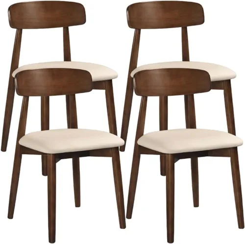 Miniatura 10 de YVYKFZD Solid Wood Dining Chairs, Armless Dining Room Chair Set, Leather Upholstered Kitchen Chairs, Comfy Side Chair with Curved Back, for