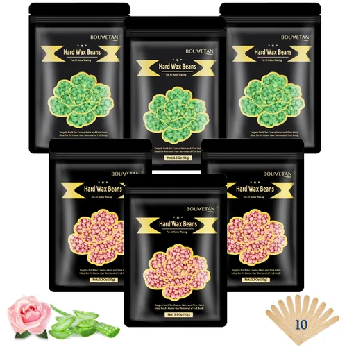 Miniatura 11 de Cuentas de cera dura, granos de cera de 2.2 libras para depilación, 10 paquetes de cuentas de cera multicolor para todo el cuerpo, cara, bikini
