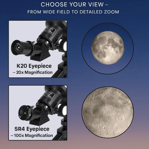 Miniatura 3 de BARSKA Starwatcher telescopio refractor de 400 x 70 mm con trípode de mesa y funda de transporte