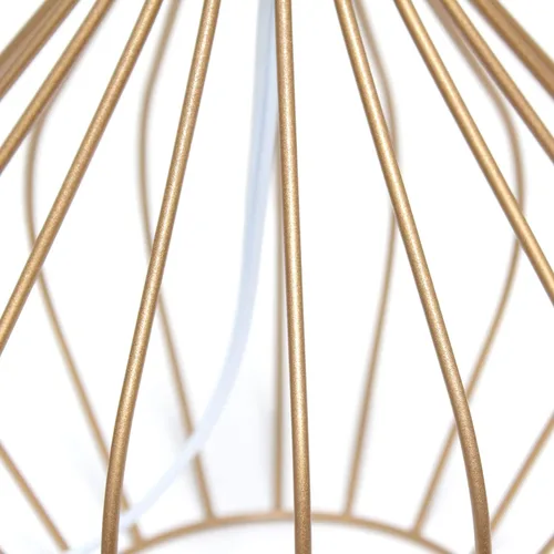 Miniatura 7 de Simple Designs LT2086-WOC Lámpara de mesita de noche ahuecada con cable geométrico, base de cobre con pantalla blanca