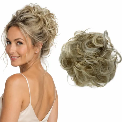 Miniatura 44 de CAISHA by Prettyshop Hairpiece Scrunchy Updo Bridal Peinado Voluminoso Ondulado Moño Desordenado Mezcla Rubio G13AL