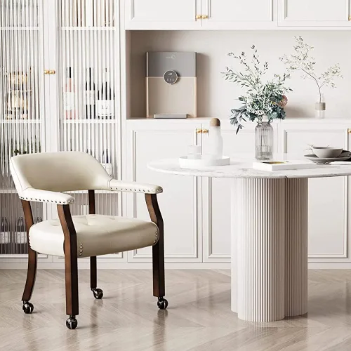 Miniatura 14 de Silla de comedor con ruedas, sillas de capitán con rodillos, juegos de dinette, sillas de póquer con ruedas, mesa de cocina, sillas rodantes, silla