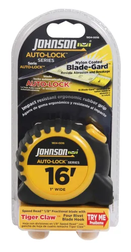 Miniatura 2 de Johnson Level & Tool 1804-0016 Cinta de alimentación con bloqueo automático, 16 pies, negro/amarillo, 1 cinta