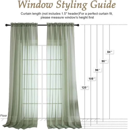 Miniatura 230 de OVZME Cortinas traslúcidas, ligeras, suaves, para estudio, sala de estar y dormitorio, juego de 2 paneles, 42 pulgadas de ancho x 84 pulgadas