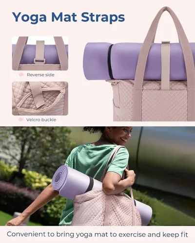 Miniatura 2 de BAGSMART Bolsa grande para mujer, bolsa de hombro de viaje con asa superior con hebilla para esterilla de yoga para gimnasio, trabajo, viajes